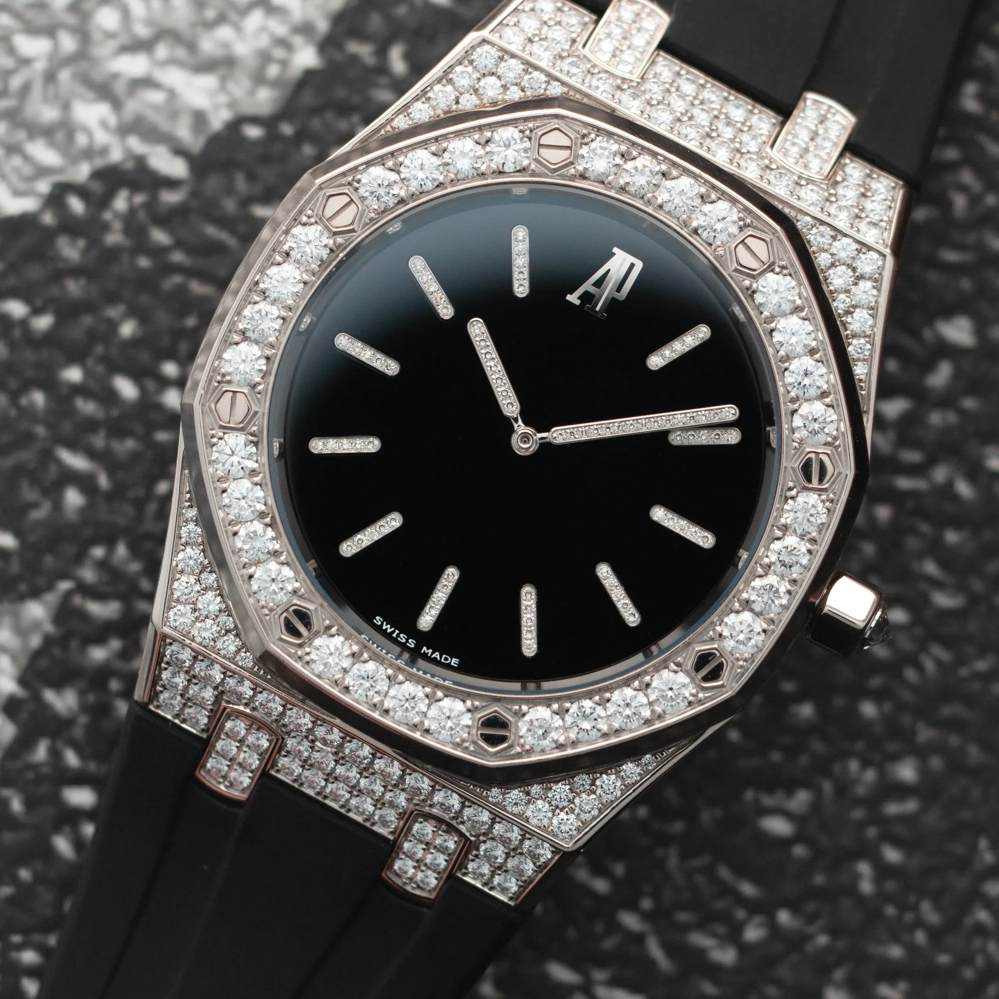 Audemars Piguet White Gold Royal Oak Tuxedo Diamond Watch