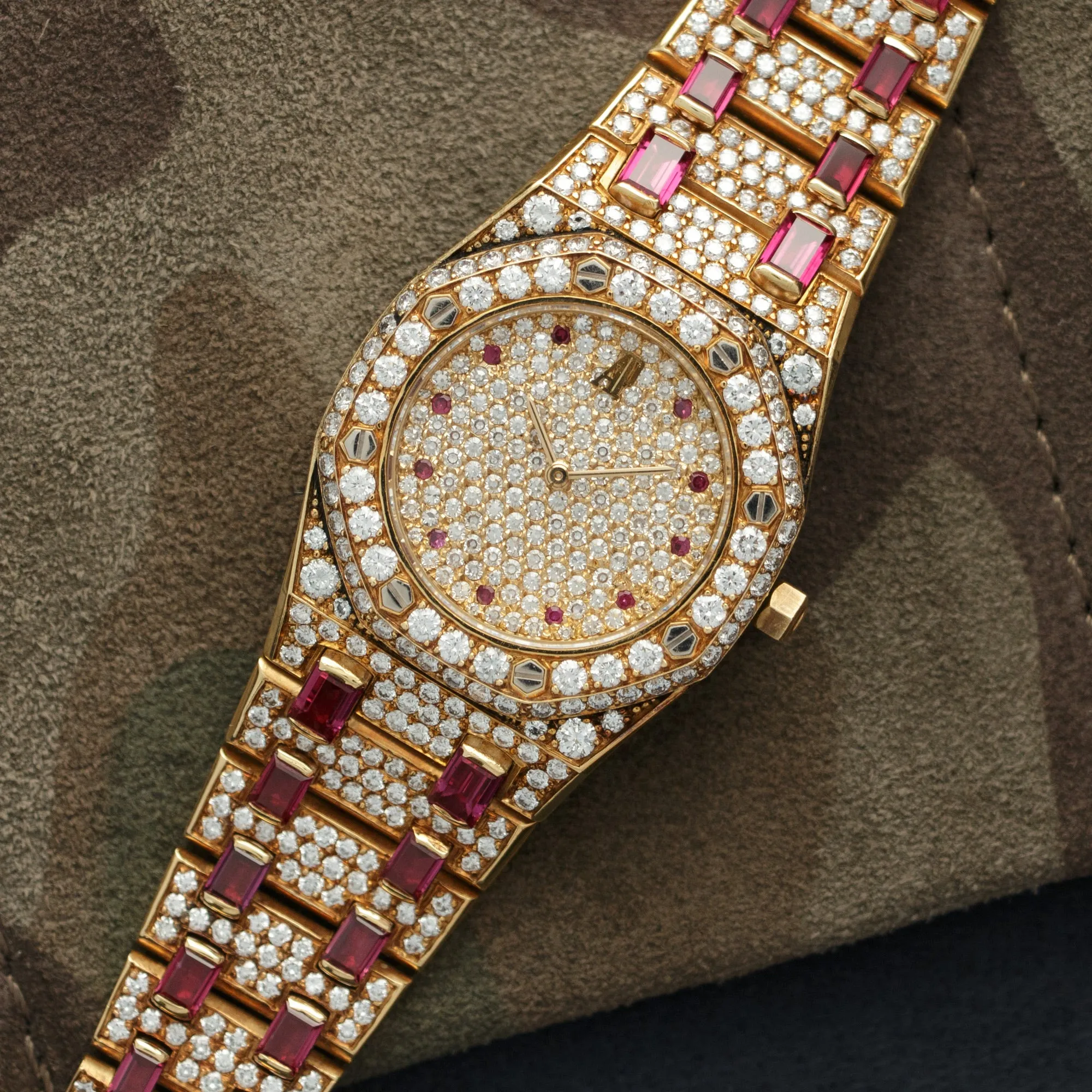 Audemars Piguet Yellow Gold Royal Oak Diamond Ruby Watch