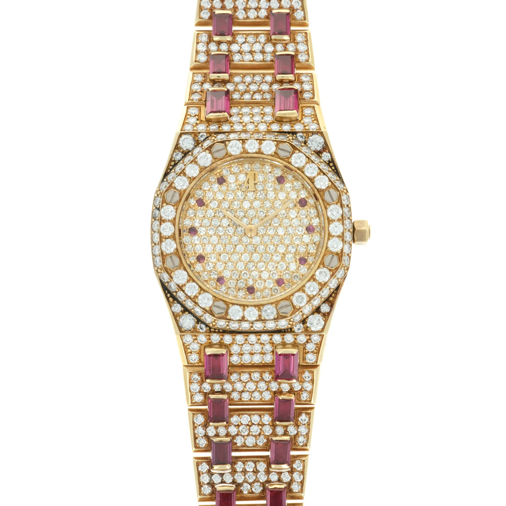 Audemars Piguet Yellow Gold Royal Oak Diamond Ruby Watch