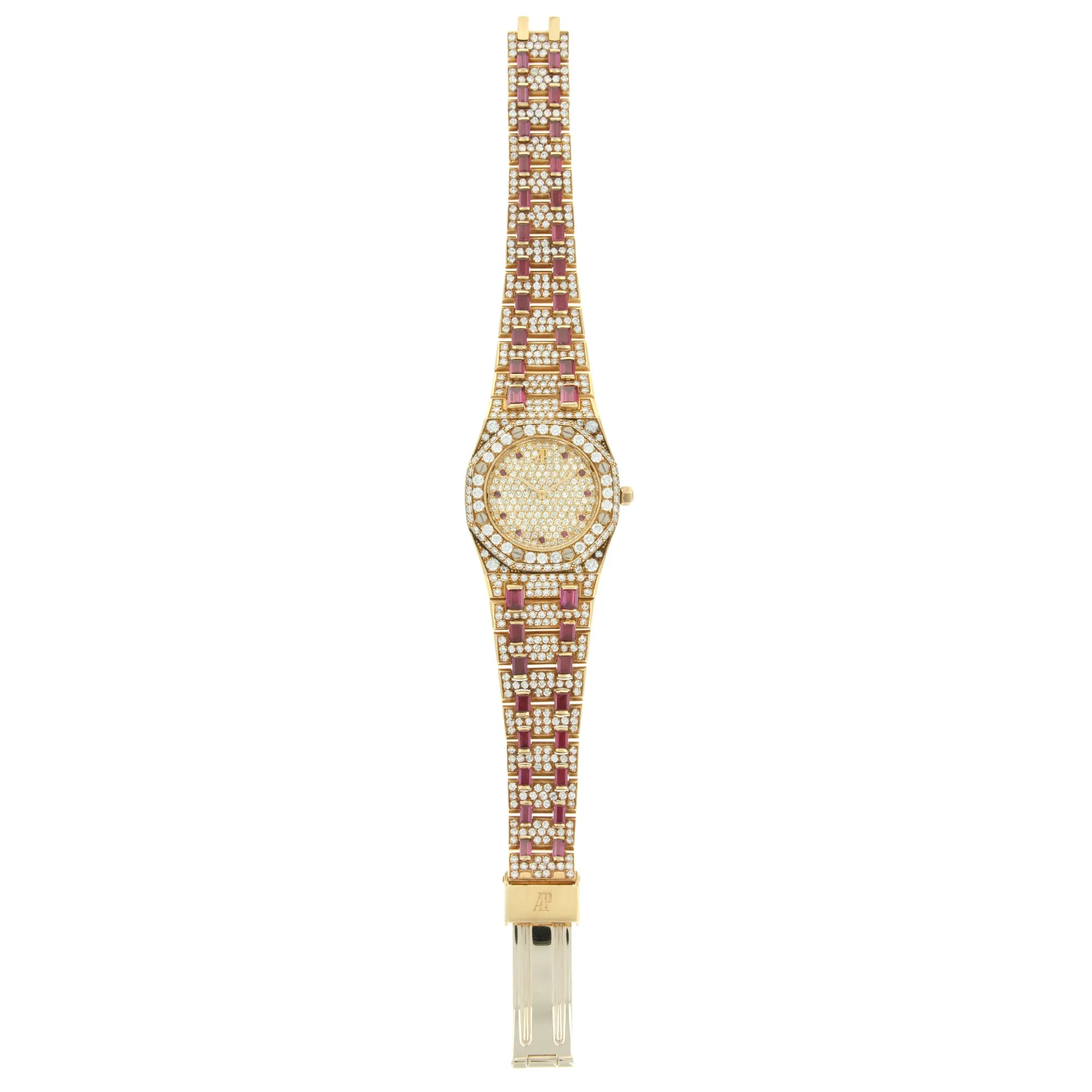 Audemars Piguet Yellow Gold Royal Oak Diamond Ruby Watch