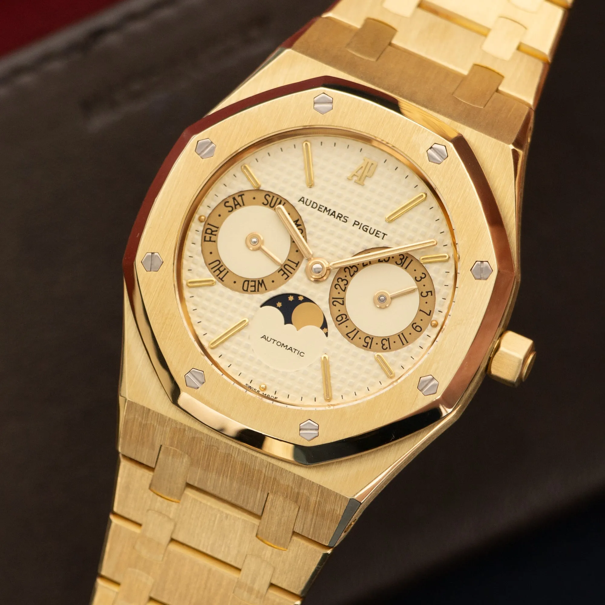 Audemars Piguet Yellow Gold Royal Oak Moonphase Day Date Watch