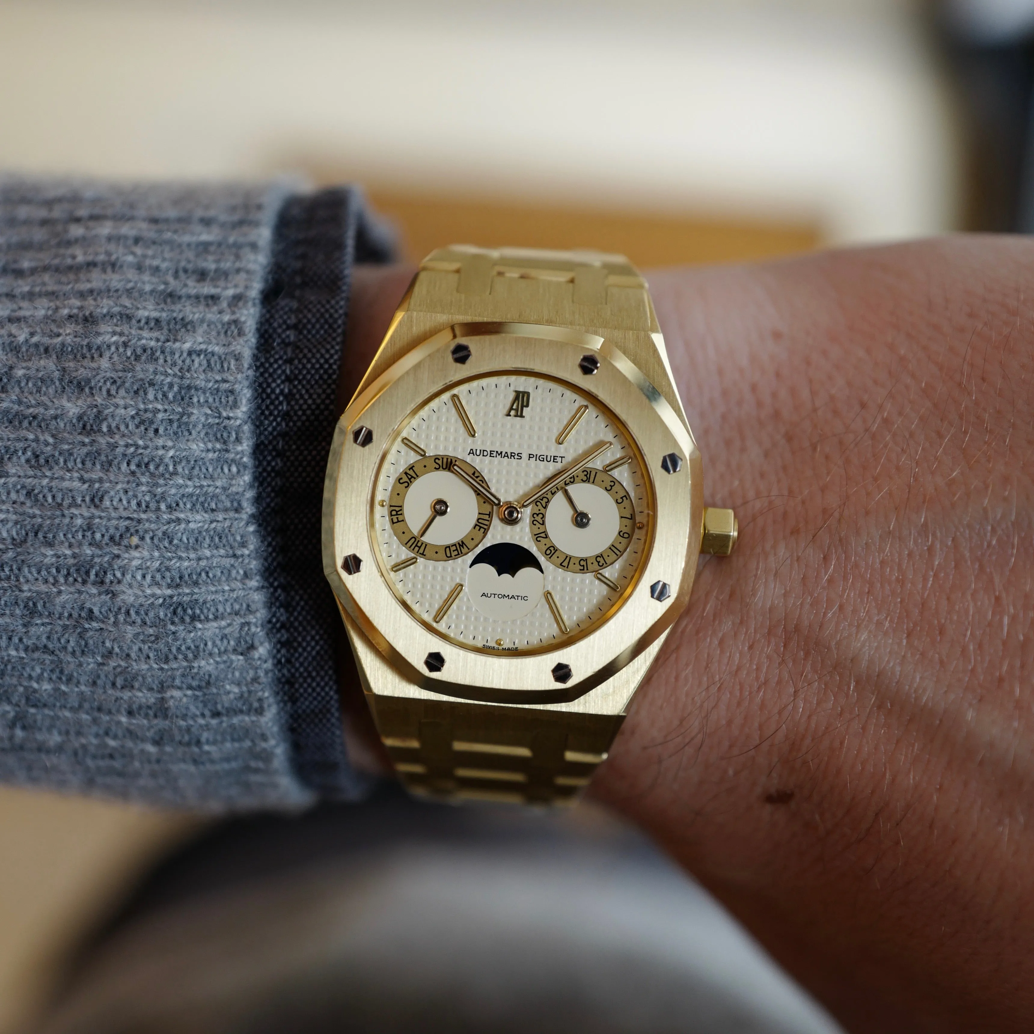 Audemars Piguet Yellow Gold Royal Oak Moonphase Day Date Watch