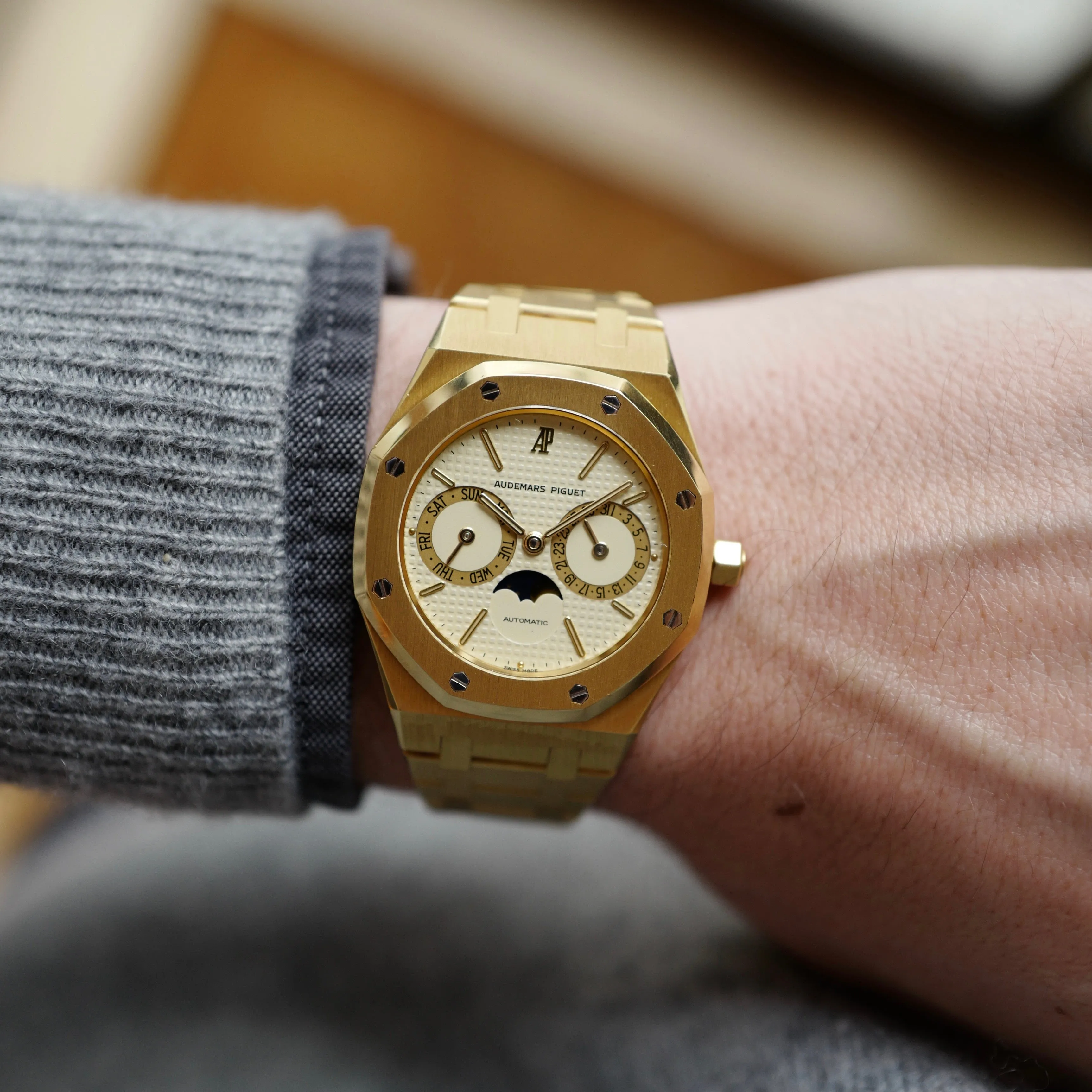 Audemars Piguet Yellow Gold Royal Oak Moonphase Day Date Watch