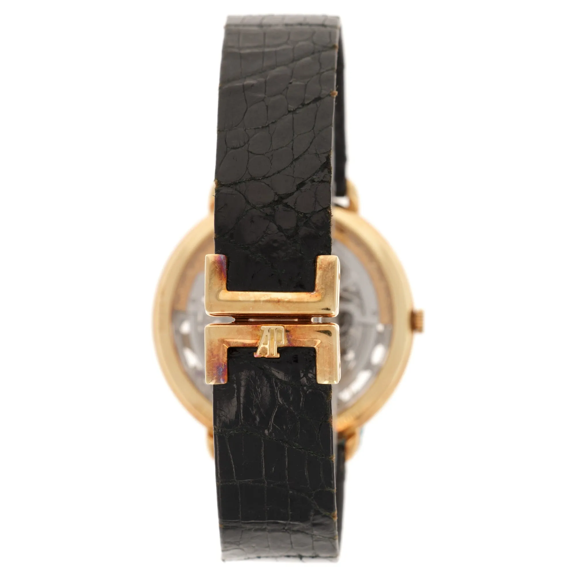 Audemars Piguet Yellow Gold Ultra Thin Skeletonized Watch with Ornate Bird Dial