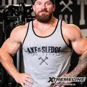 Axe & Sledge Black On Gray Logo Athletic Tank
