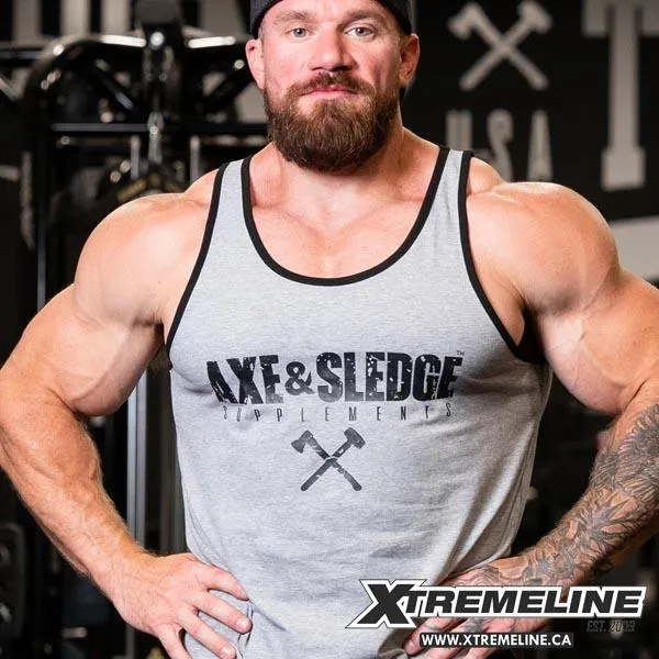 Axe & Sledge Black On Gray Logo Athletic Tank
