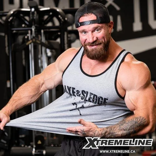 Axe & Sledge Black On Gray Logo Athletic Tank