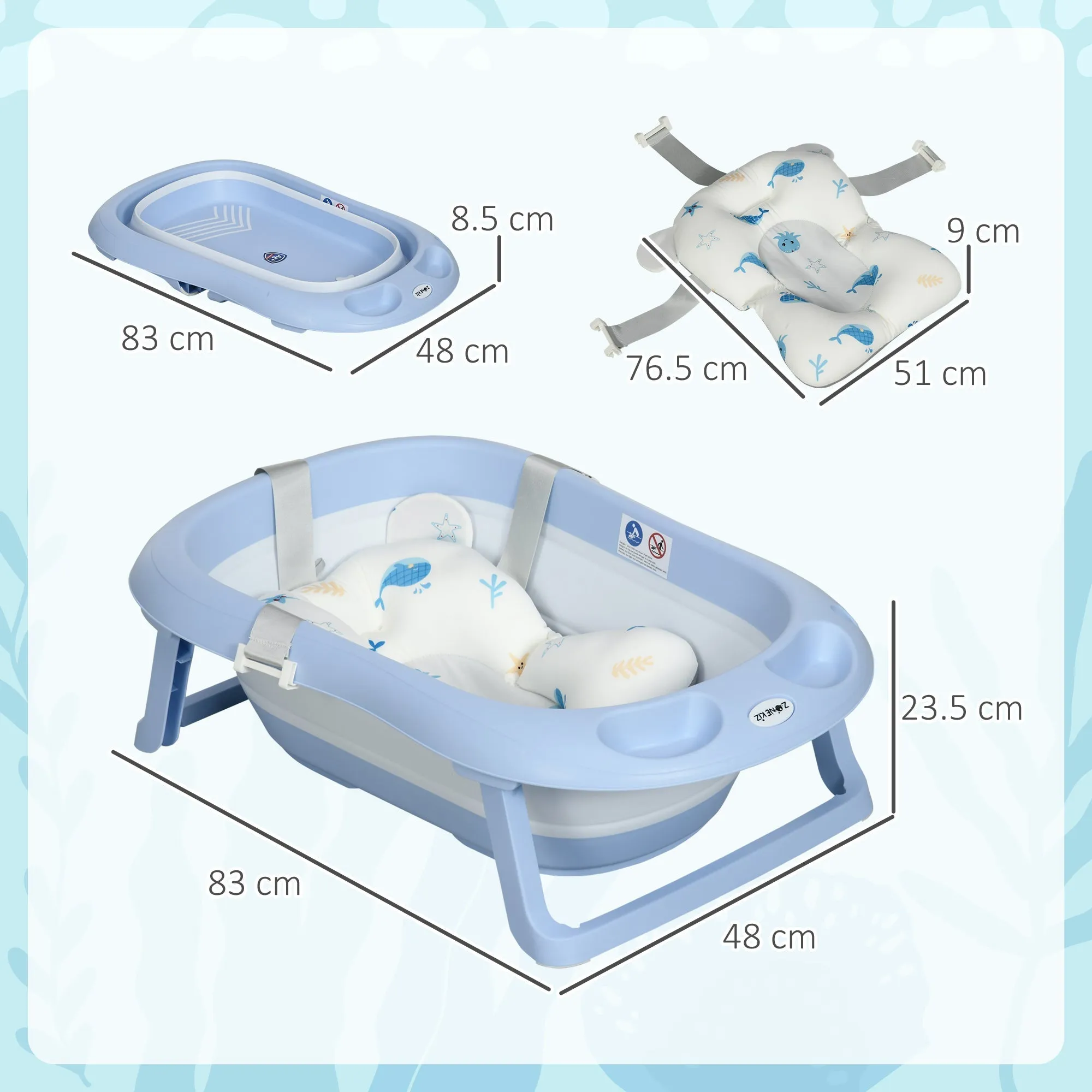 Baby Bathtub With Non-slip Support Legs Blue by Zonekiz
