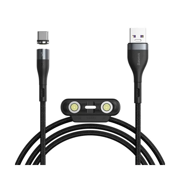 Baseus Magnetic Data Cable Usb To M L C 5A 1M Grey Black