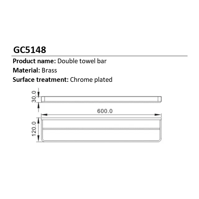 Bathroom Brass Chrome Plated Double Rail Towel Bar Holder - GC5148
