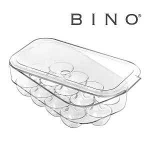 BINO Clear Plastic 21 Egg Holder with Lid for Kitchen - Refrigerator Storage Bin Container