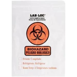 Biohazard Plastic Specimen Bags 8x10 Size with Zip-Loc Seal