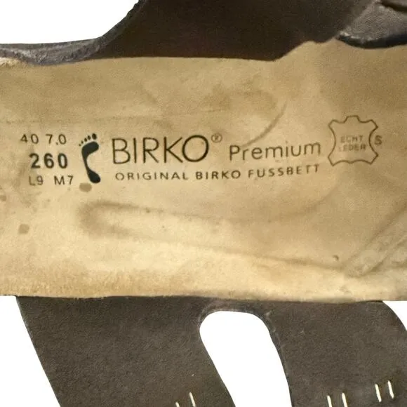 Birko Premium Big Buckle Arizona Sandal Size EU 40 US 9 Brown Suede Two Strap