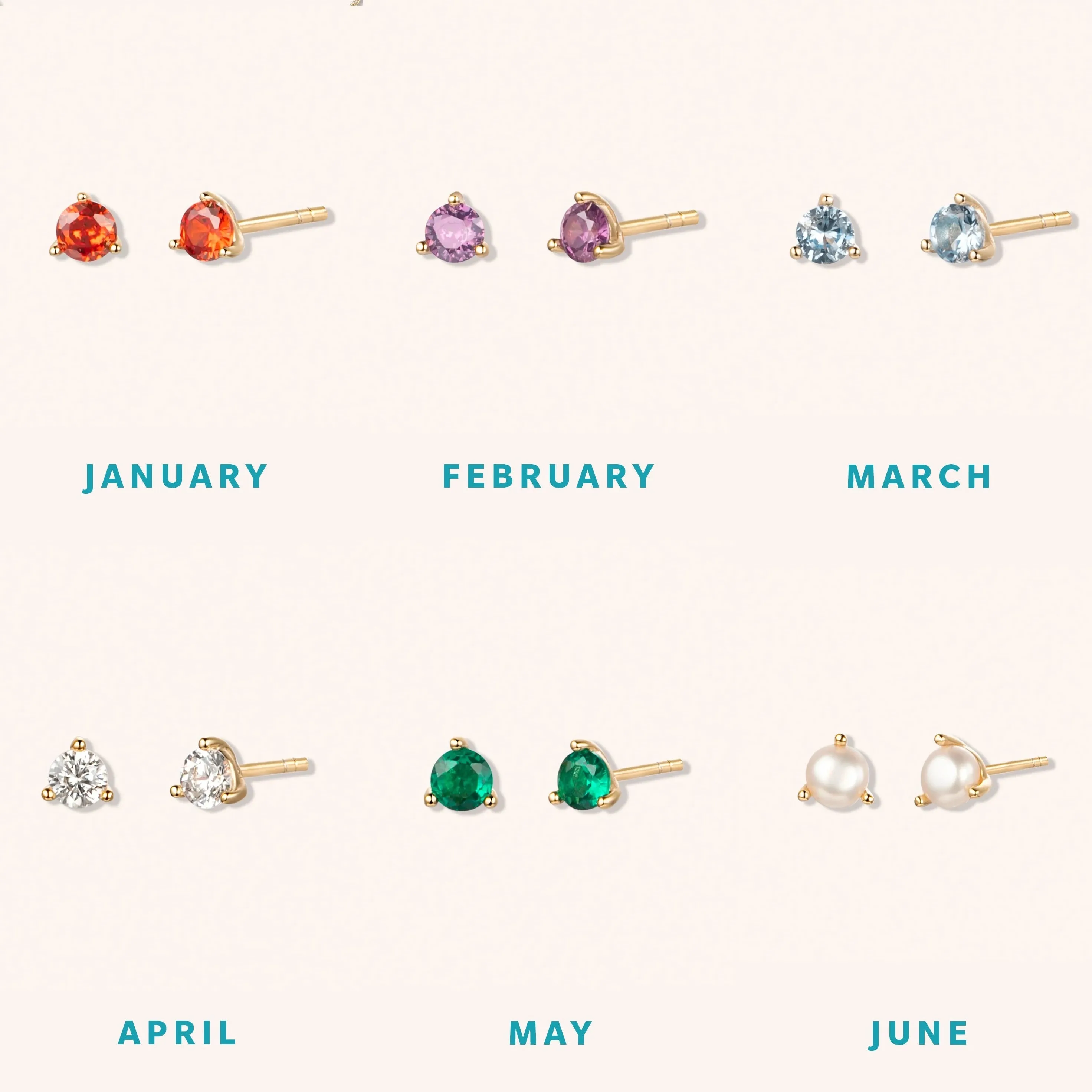 Birthstone Stud Earrings