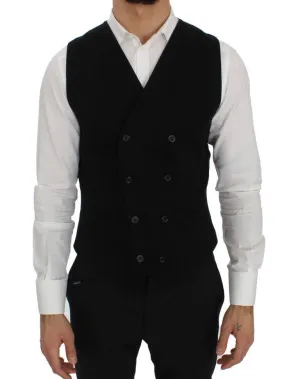 Black Cotton Stretch Dress Vest