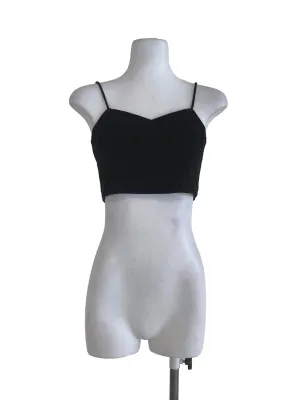 Black Plain Sleeveless Crop Top