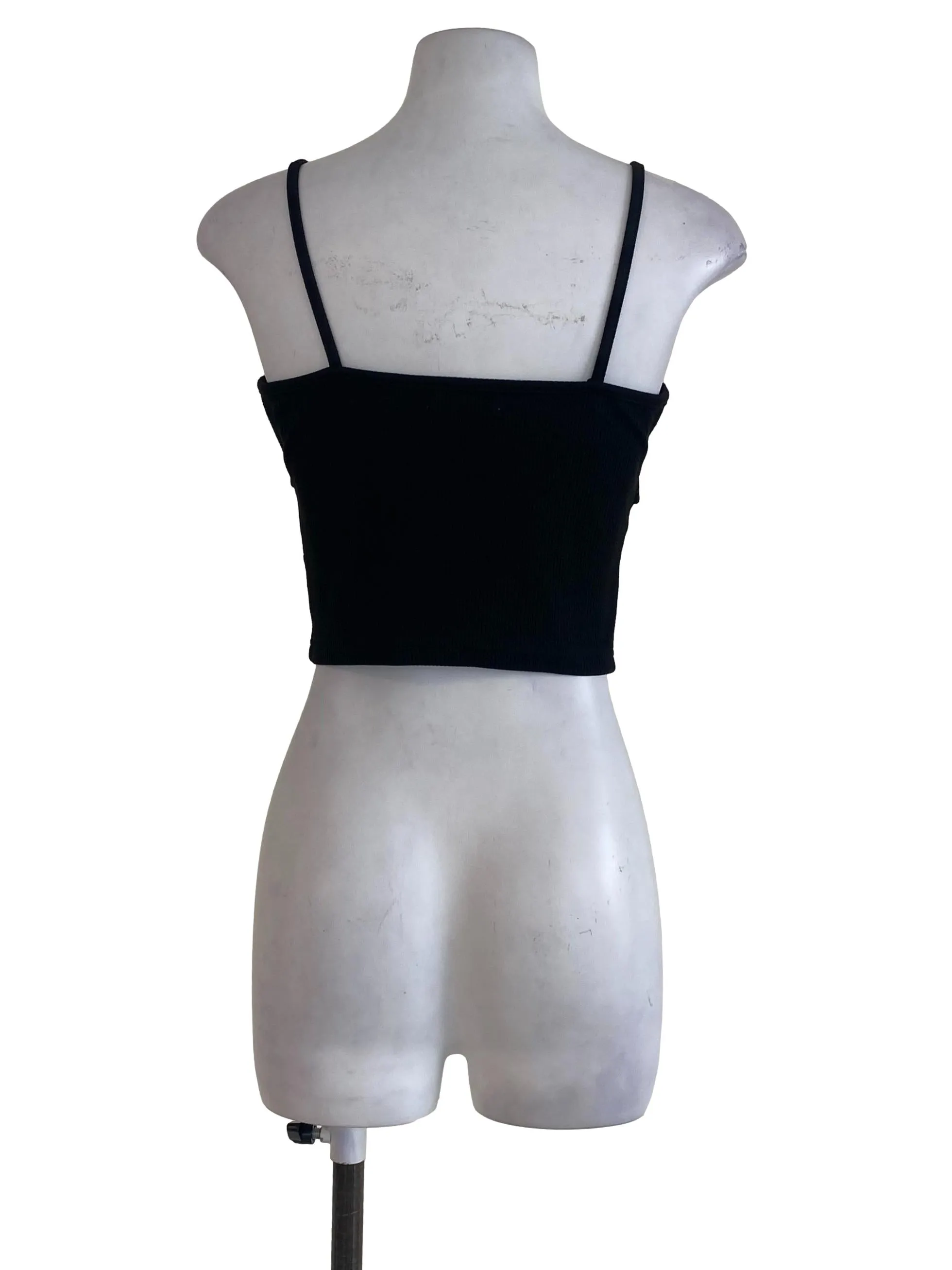 Black Ribbed Knit Crop Top