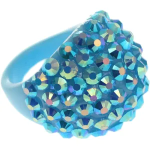 Blue Studded Iridescent Rhinestone Dome Ring