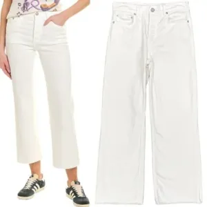 Boyish The Mikey High-Rise Comfort Stretch Wide Leg Jeans Vertigo White Sz 25