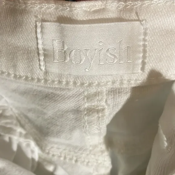 Boyish The Mikey High-Rise Comfort Stretch Wide Leg Jeans Vertigo White Sz 25