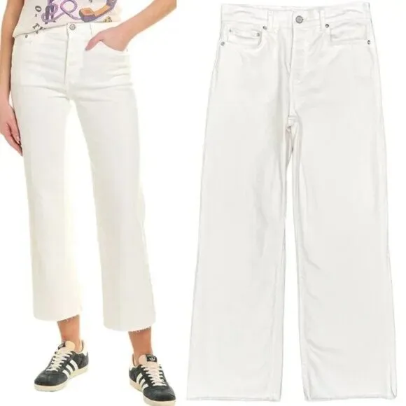 Boyish The Mikey High-Rise Comfort Stretch Wide Leg Jeans Vertigo White Sz 25