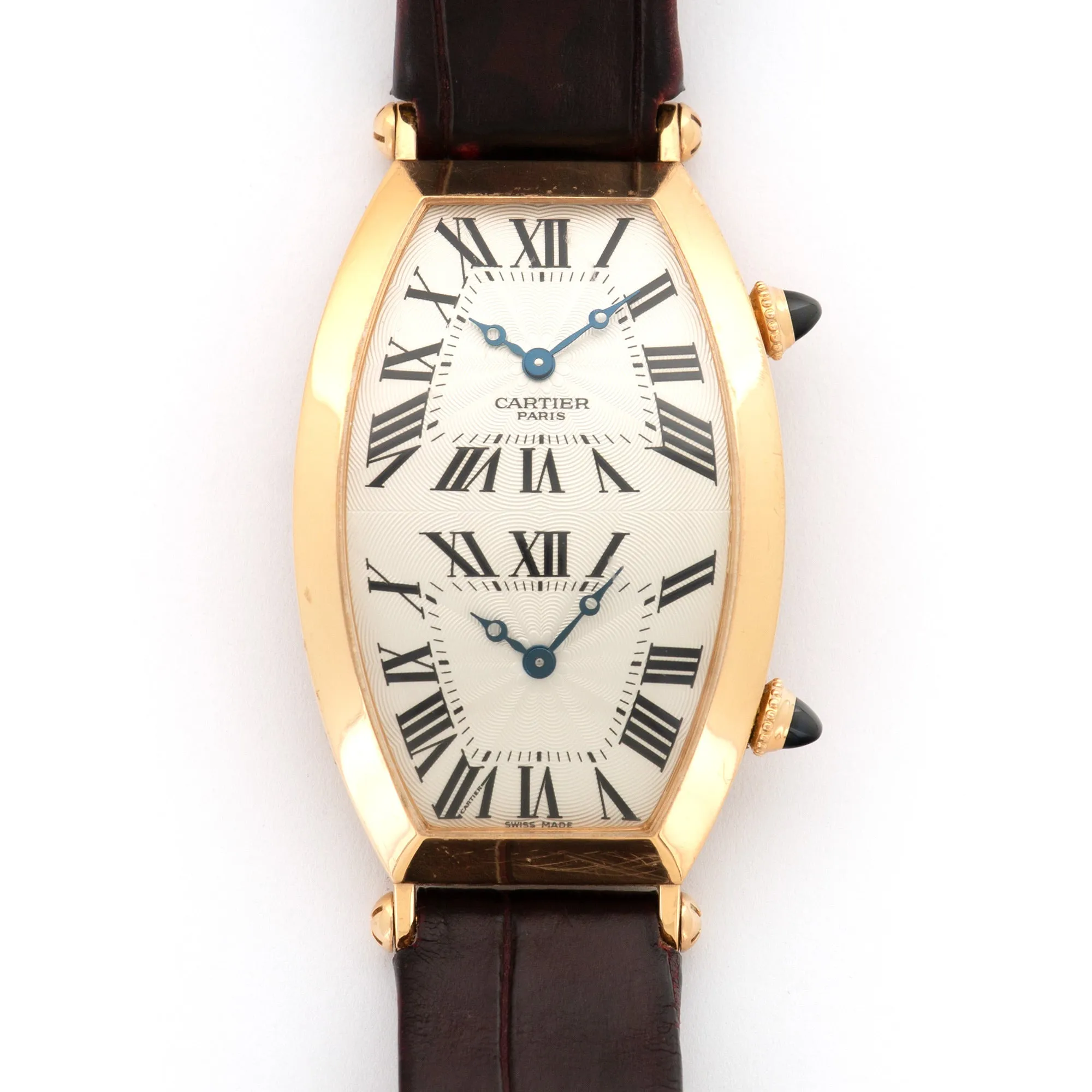 Cartier Rose Gold Tonneau Dual Time Zone Watch