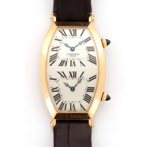 Cartier Rose Gold Tonneau Dual Time Zone Watch