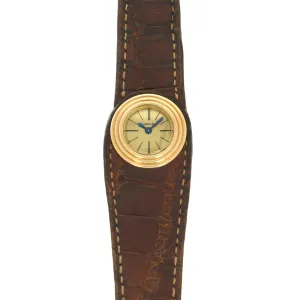 Cartier Yellow Gold Leather Watch, As Seen in George Gordons Cartier Book
