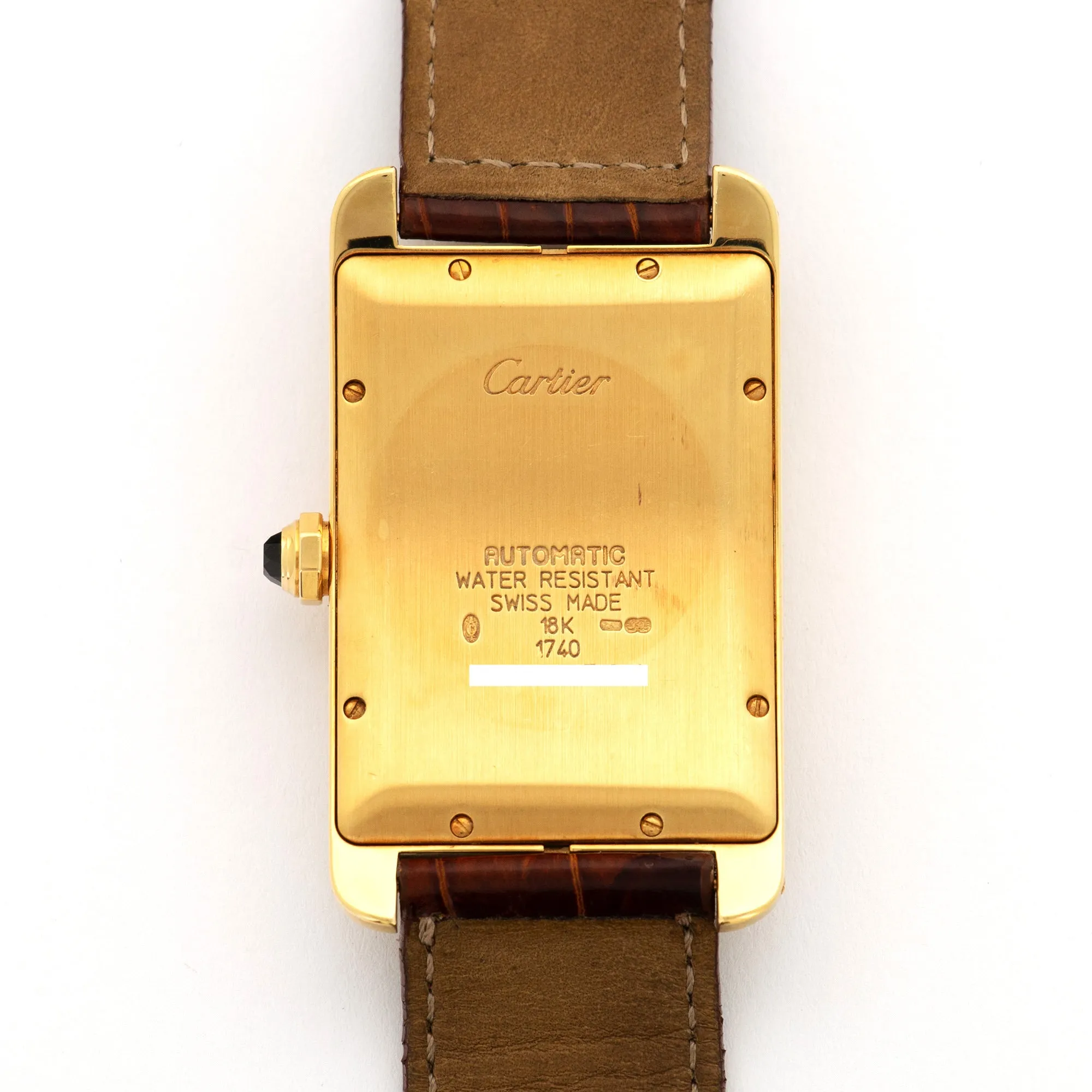 Cartier Yellow Gold Tank Americaine Automatic Strap Watch