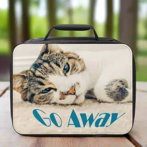Cat with Blue Eyes says, Go Away Small Insulated Lunch Box