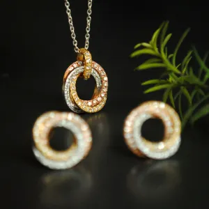 Celtic Circle Pendant Set, 14k Gold