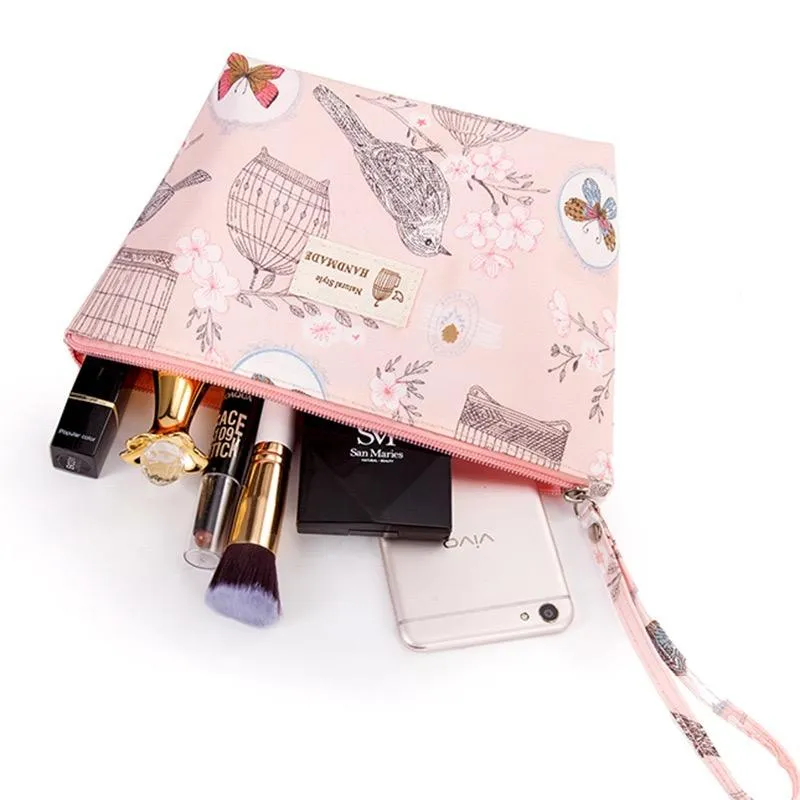 Chelsea Rose Print Makeup Bag(blue)