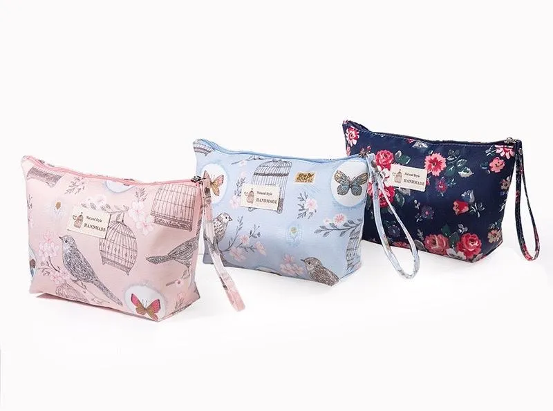 Chelsea Rose Print Makeup Bag(blue)