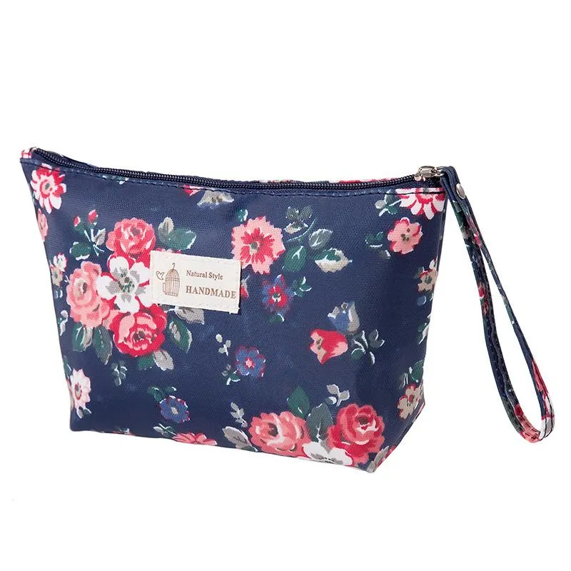 Chelsea Rose Print Makeup Bag(blue)