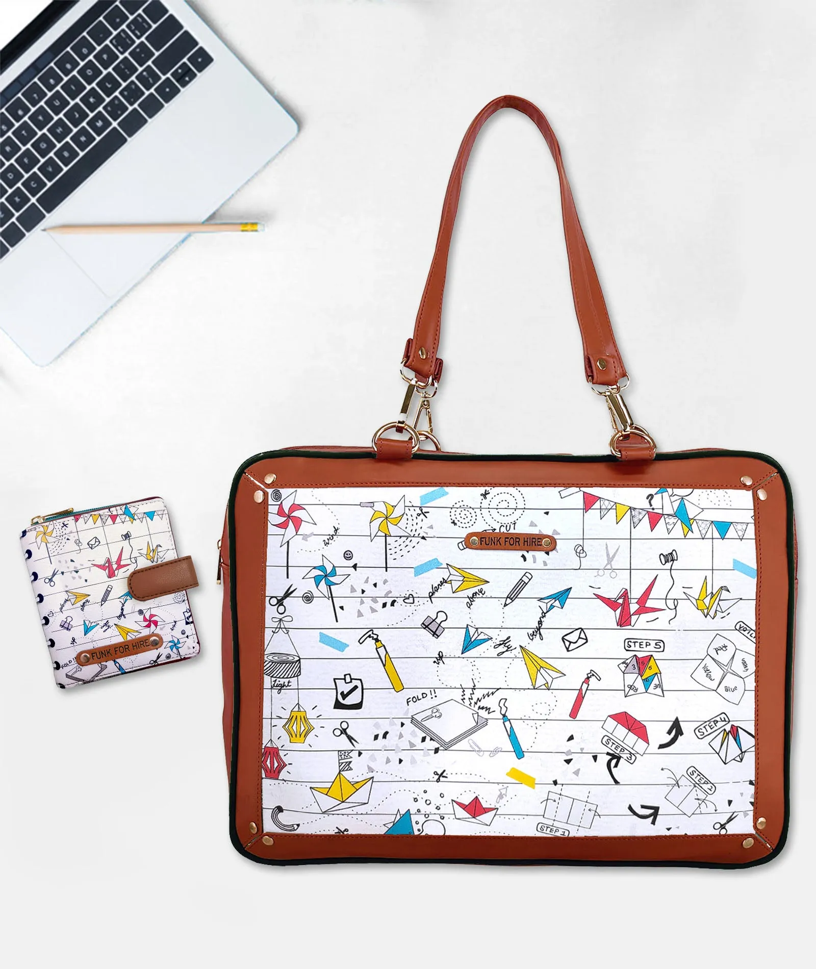 Combo Offers : Origami Luggage Bag White & Origami Loop Black Wallet White