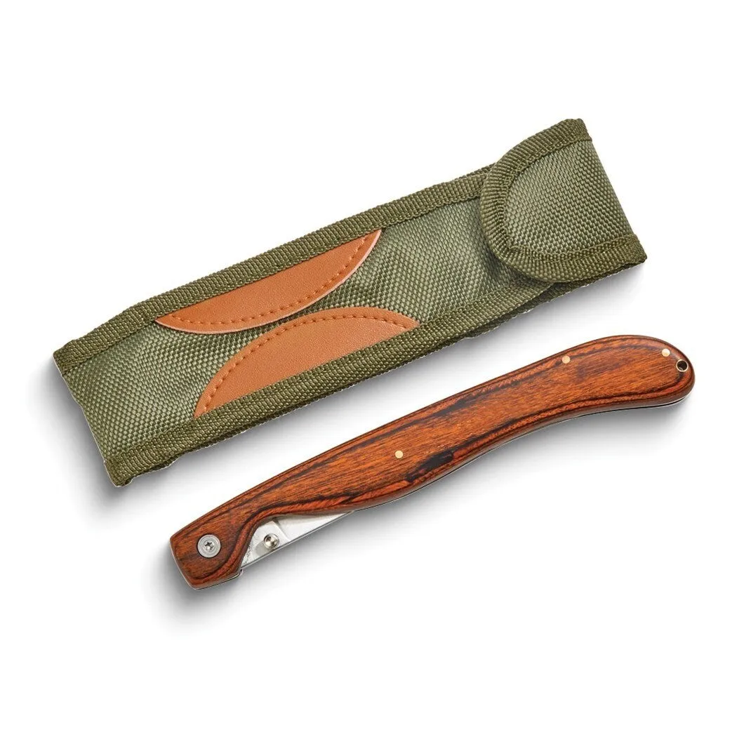 Curata Stainless Steel Locking Blade with Birchwood Handle Fillet Knife with Nylon Storage Pouch