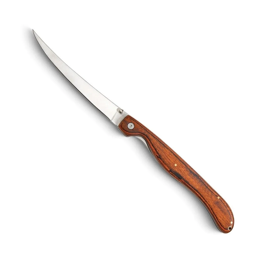 Curata Stainless Steel Locking Blade with Birchwood Handle Fillet Knife with Nylon Storage Pouch