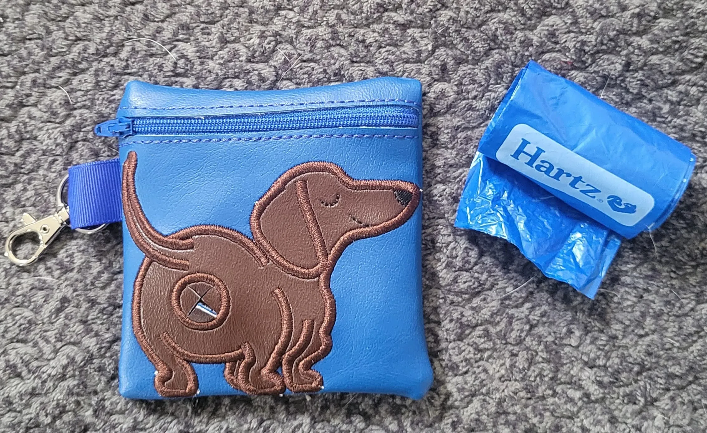 Dachshund Poop Bag Pouch - gift for dog lover - Zippered poop bag holder-  Gift for Dog Walker - veterinarian - dog groomer