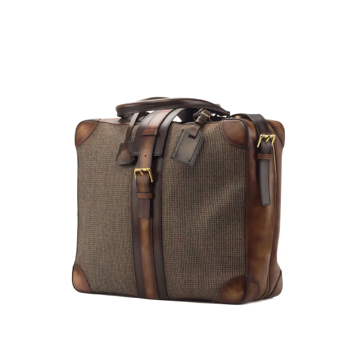 DapperFam Luxe Men's Travel Tote in Tweed Sartorial