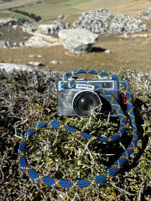 Deep coral camera strap
