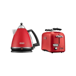 DeLonghi Argento Toaster & Kettle Set Red