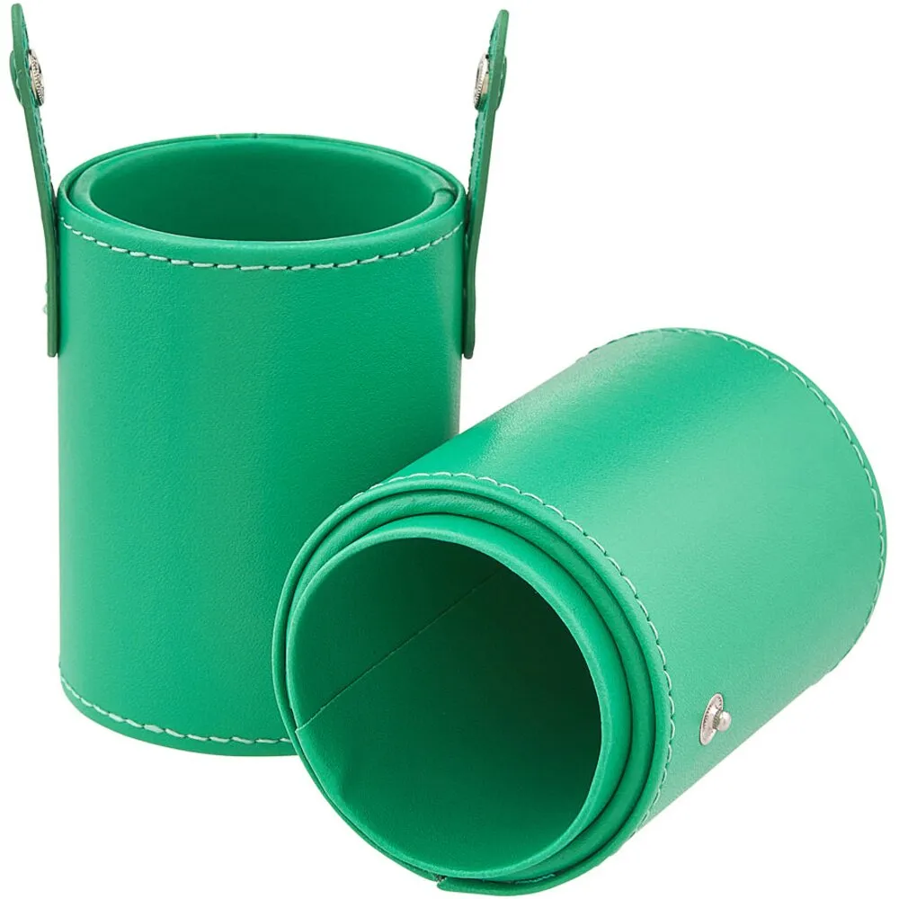 Deluxe Leather Cosmetic / Nail Brush Holder - Green - Each