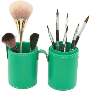 Deluxe Leather Cosmetic / Nail Brush Holder - Green - Each
