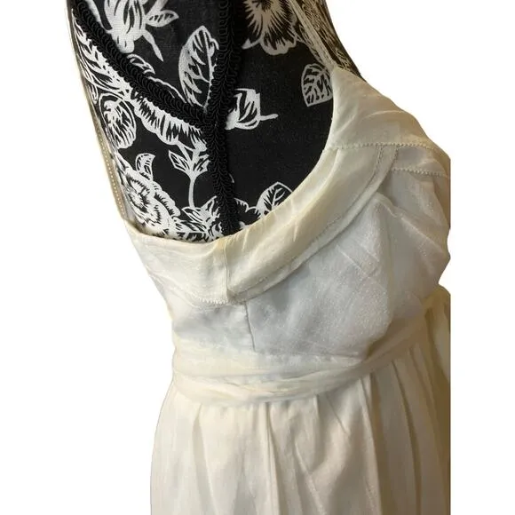 Diane Von Furstenberg Dress White Cotton Gauze Midi Spaghetti Strap Waist Tie 6