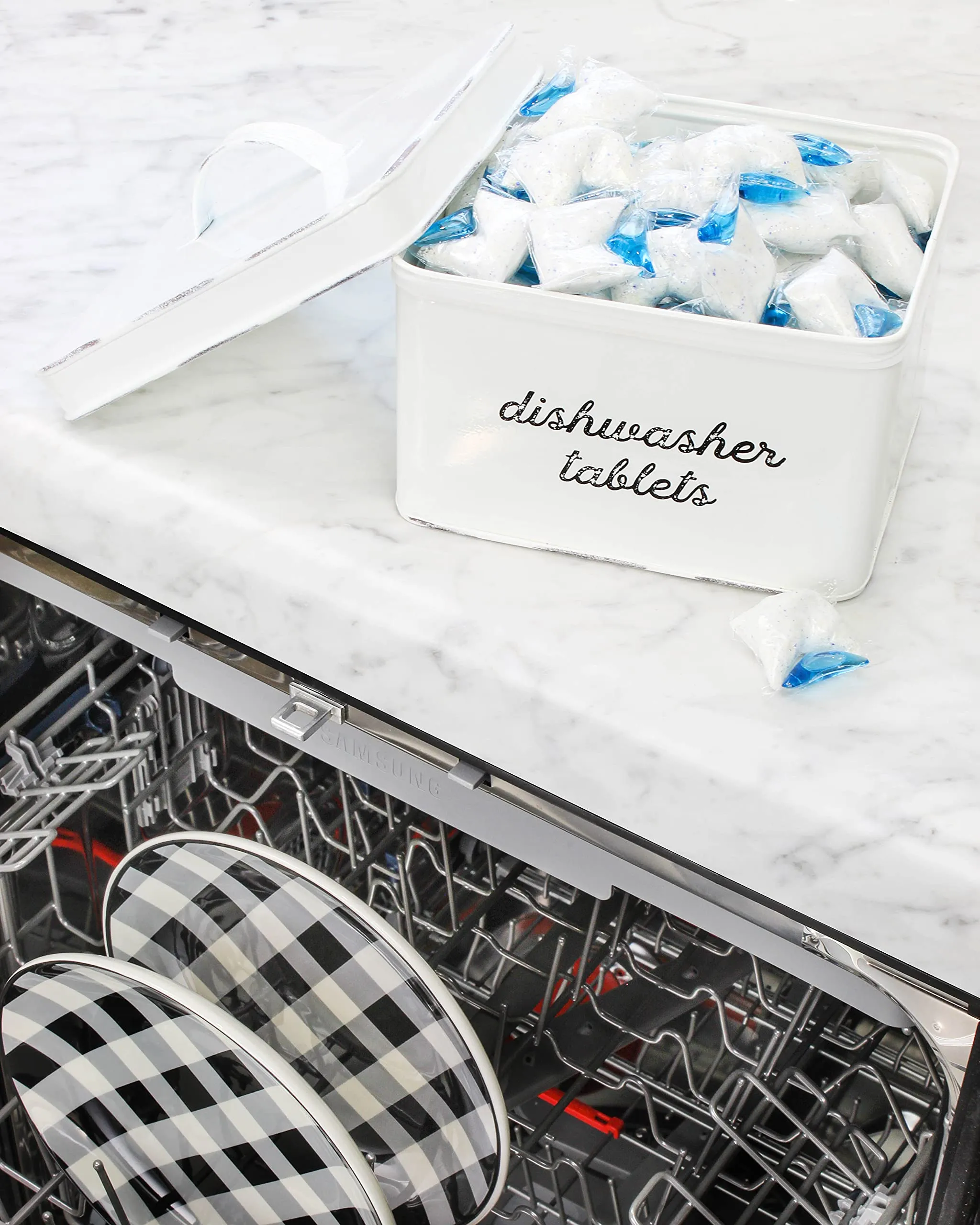 Dishwasher Pod Holder, Tablet Container (White, Case of 18)