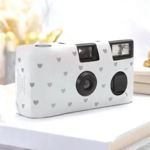 Disposable Camera With Flash - Silver Hearts