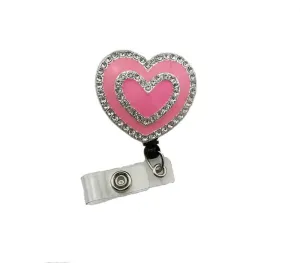 Double Heart Badge Reel Holder