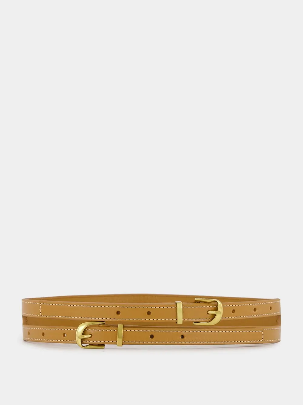 Double-Strap Leather Waist Belt