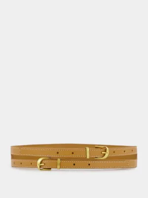 Double-Strap Leather Waist Belt