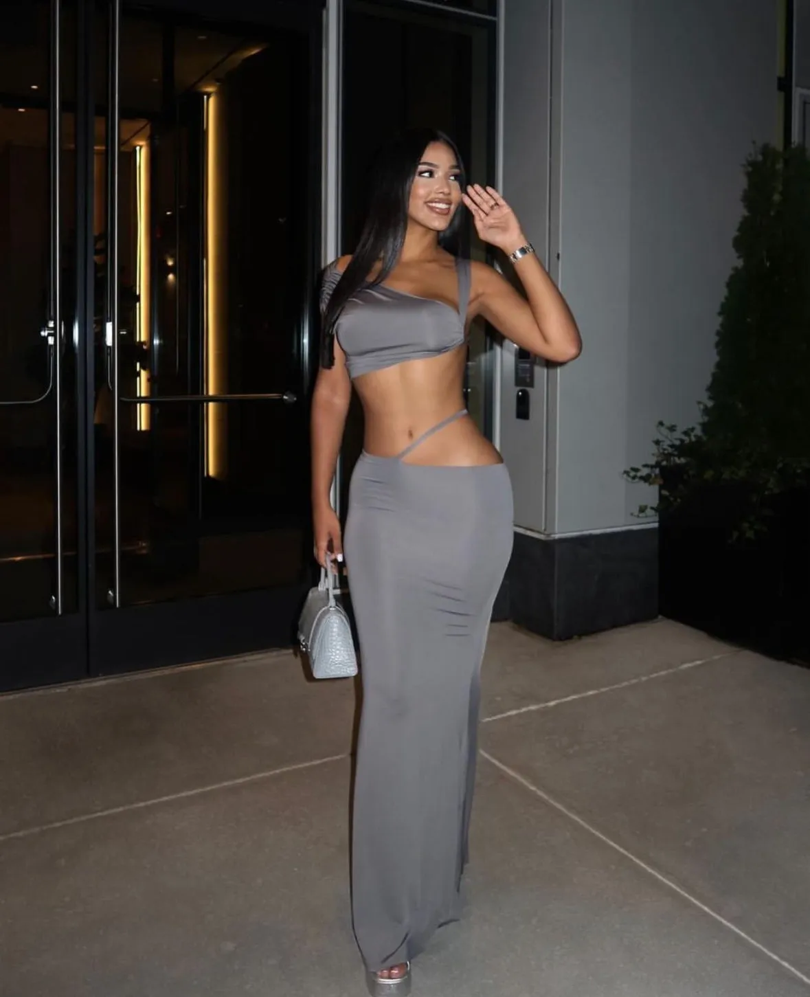 Ego - Twist Detail Co-Ord in Grey